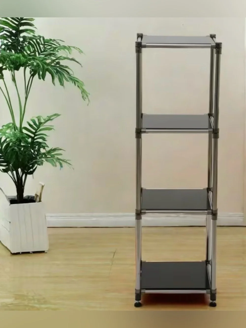 Modern Industrial Chrome Stainless Steel Storage Shelf + Optional Castor Wheels